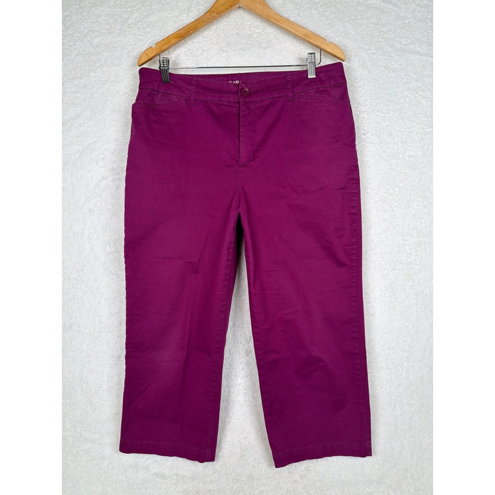 Croft & Barrow Crop Pants Womens 12 Purple Classic Fit Stretch Cotton Casual